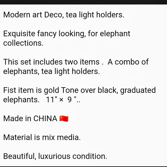 2 piece gold Tone Elephant statue/Figurines, tea light holders - Picture 7 of 7